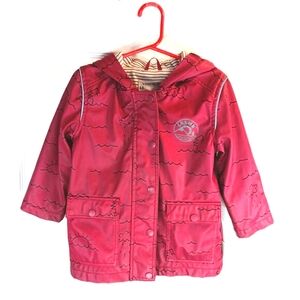 Souris Mini Raincoat Waterproof Jacket Burgundy Black Unisex Kids Boy's Size 3
